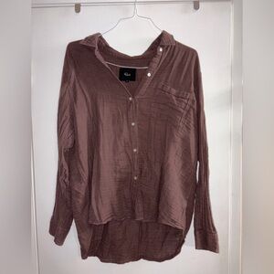 Rails Button Down Blouse | Brown Lightweight Gauze Shirt |